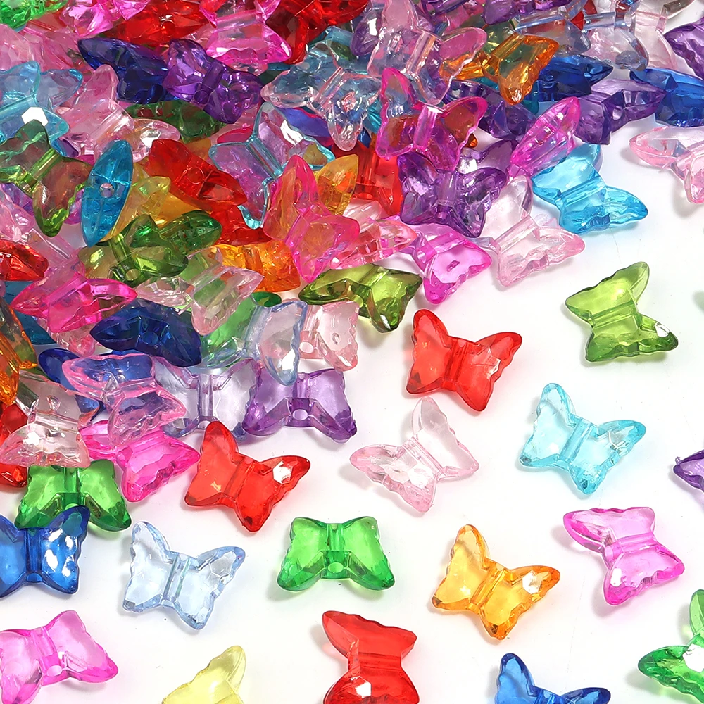 100 pz 16X13mm Farfalla Perline Acriliche per la Produzione di Gioielli Carino Allentato Del Distanziatore Perline Animali Collana Bracciale FAI DA TE per I Bambini Ragazze