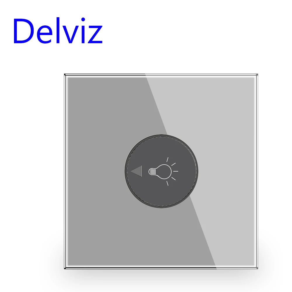 Delviz Light Dimmer Wall Switch,AC 220V,86mm*86mm Tempered crystal glass Panel, Adjusting brightness,Light regulating controller