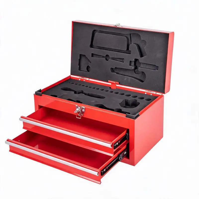 Toolbox Custom Size Steel Toolbox Outdoor Storage Box for Garage Workshop Iron Toolbox with 2 Drawers