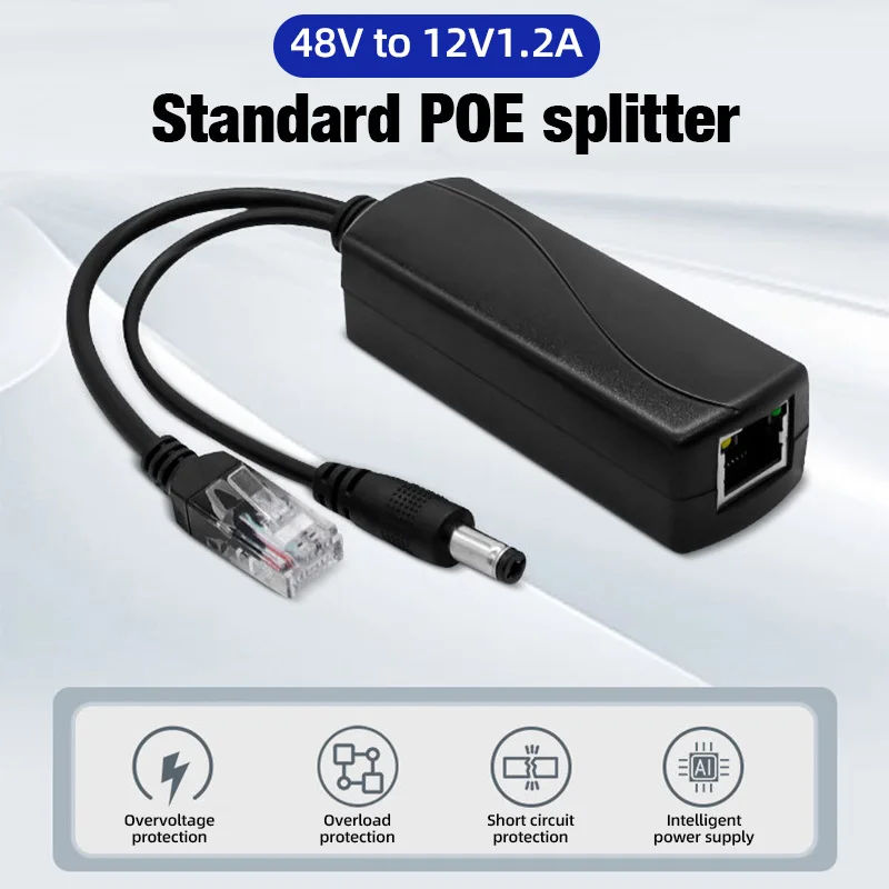 POE Splitter 48V to DC 12V 1.2A 100M POE Camera Injector Video Power Supply Module For CCTV IP Camera Switch Ports