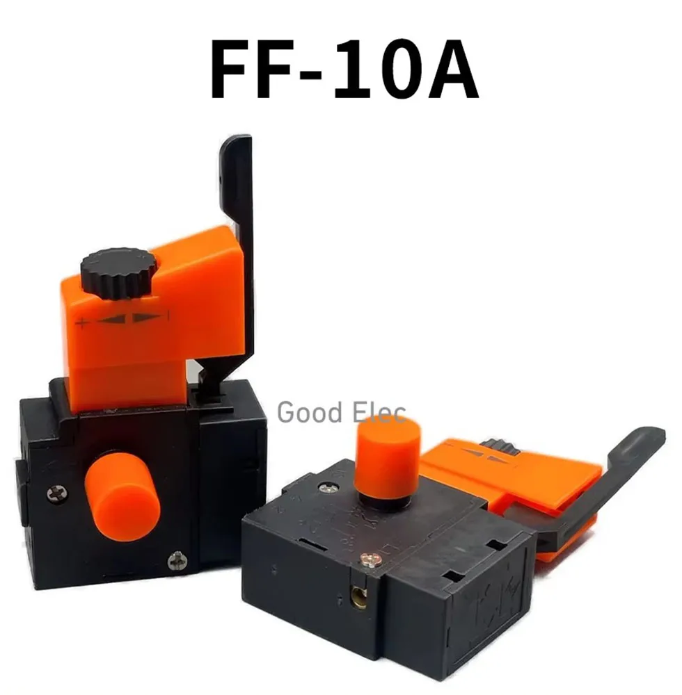 1PCS FA2-6/1BEK Orange+Black 6A 250V 5E4 Lock on Power Tool Electric Drill Speed Control Trigger Button Switch