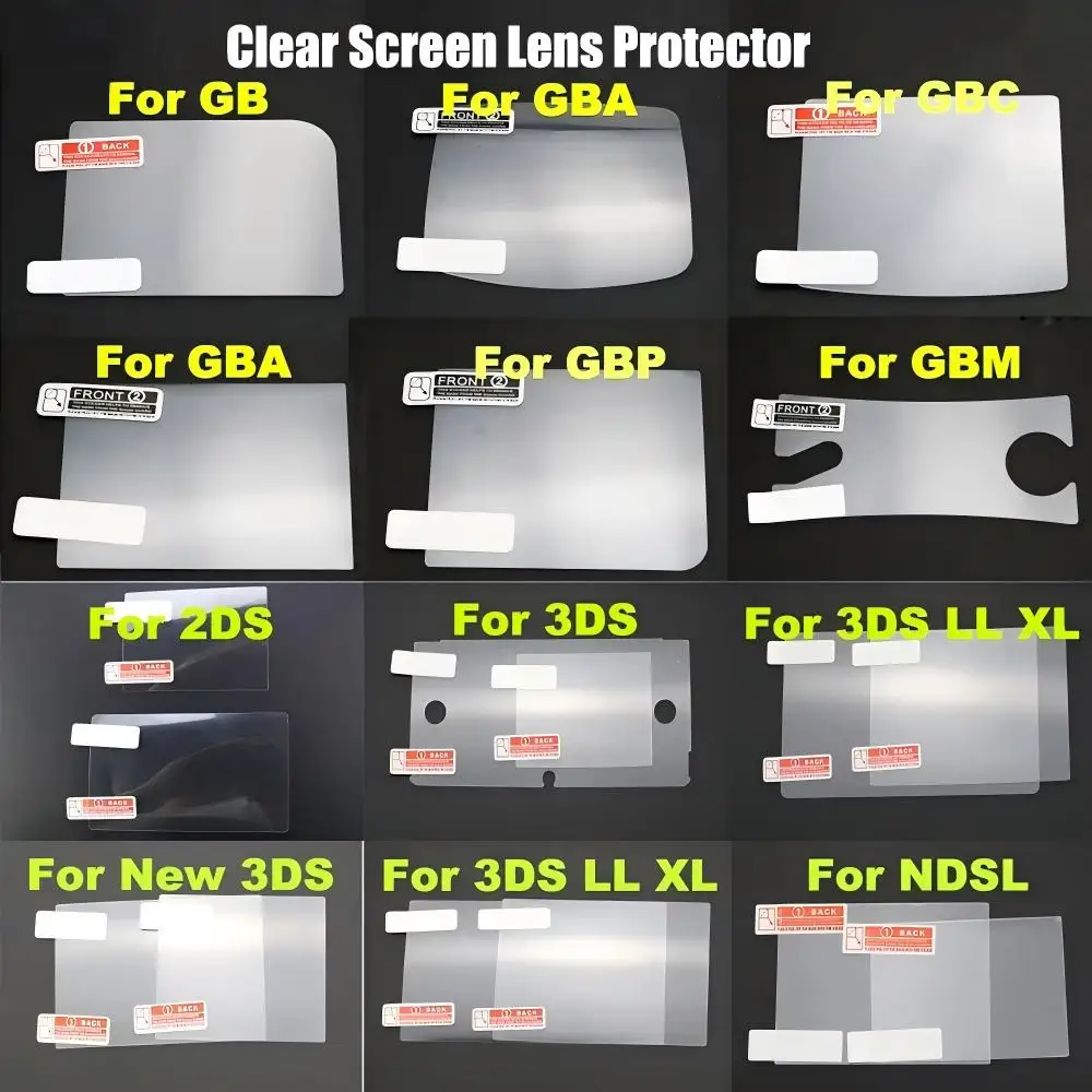 1 unidad de película protectora transparente HD superior e inferior para GB, GBA, GBC, GBA SP, DSL, NDSL, 2DS, New 3DS XL, protector de pantalla LCD