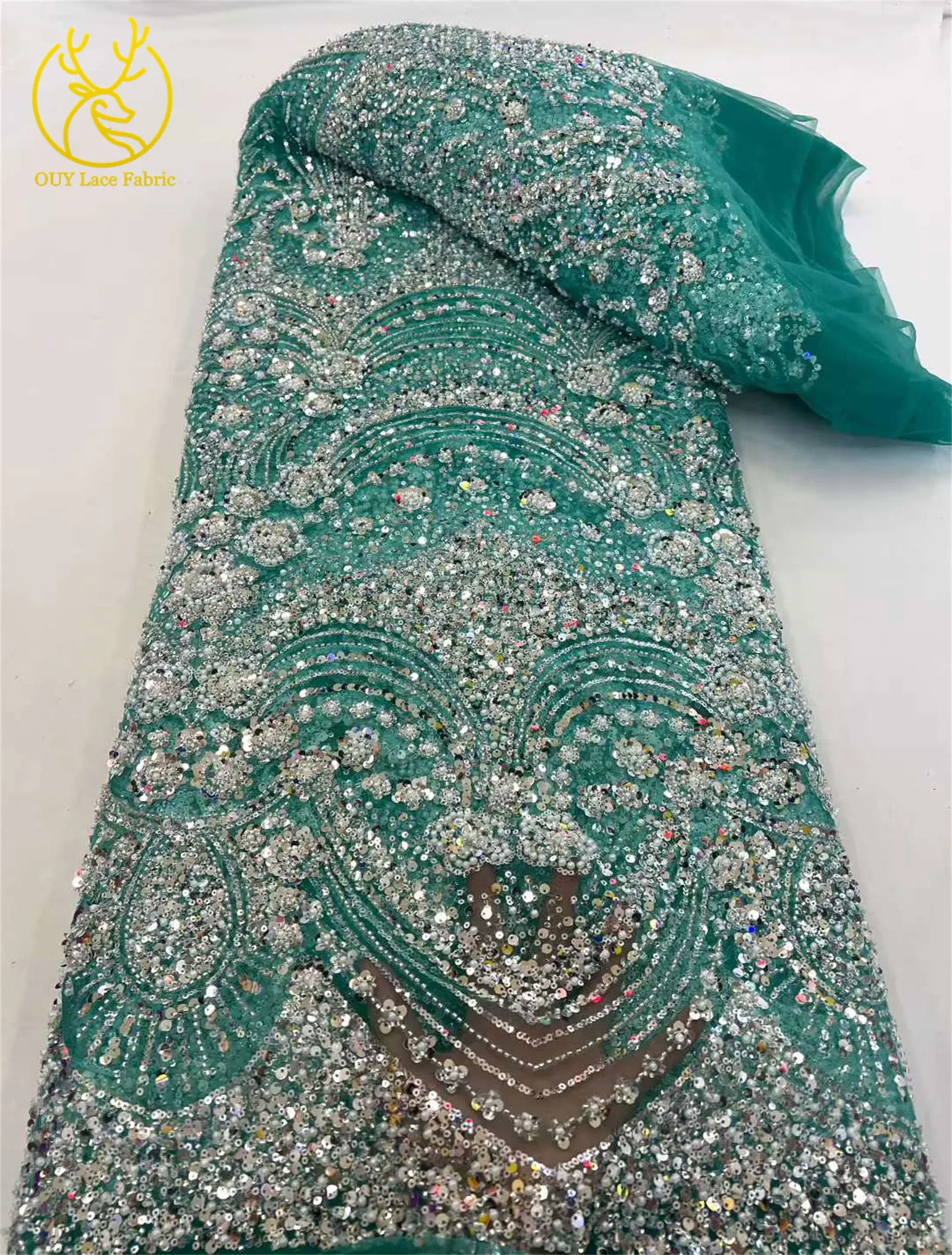 Vestidos de Fiesta Elegantes para Mujer, Estilo Africano Nigeriano 2026, con Encaje con Cuentas, Talla 5, Lentejuelas Francesas de Lujo, Tela de Malla