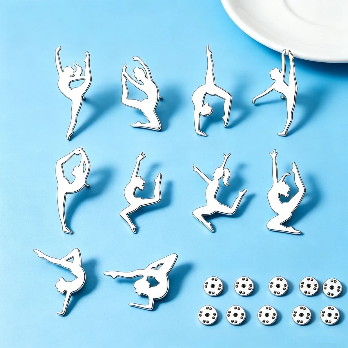 1PC Artistic Gymnastics Dance Brooch Stainless Steel Gymnastics Action Badge Brooch Jewelry Dress Shirt Decoration Accessories