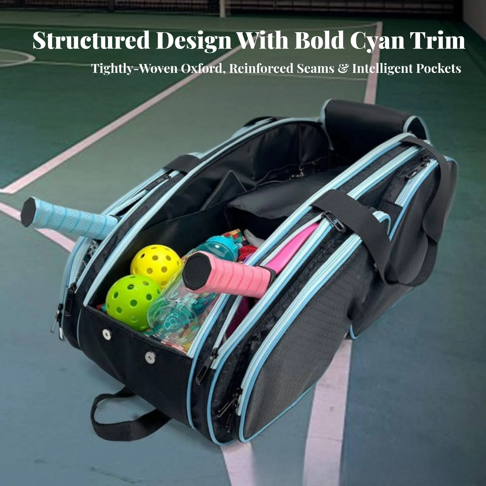 Sports Racket Bag with Backpack Straps Spacious Multi-Compartment Racket Bag Wear-Resistant Lightweight for Court Sessions