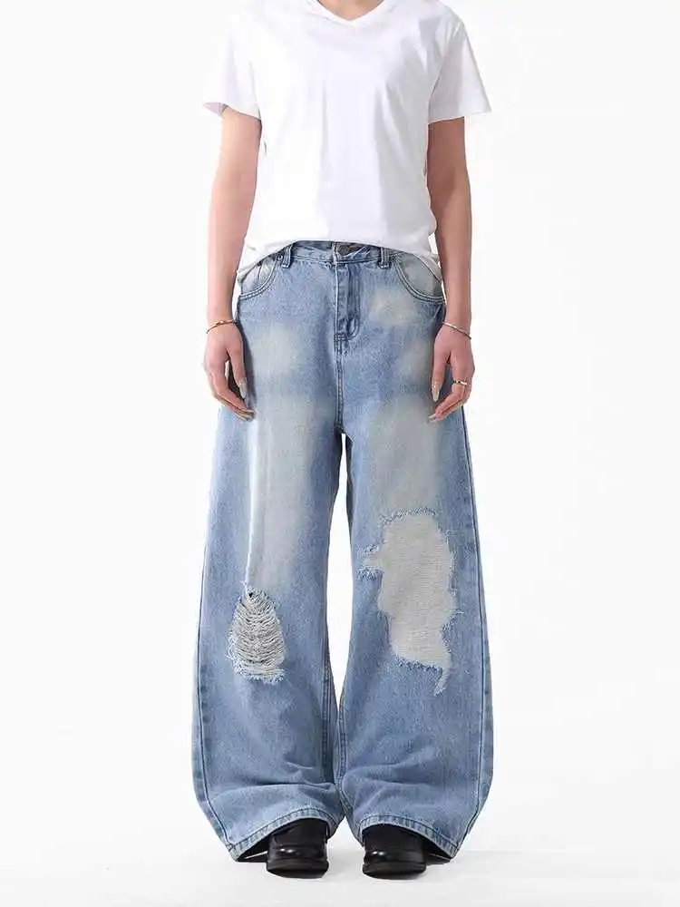 

Women's Blue Y2k Ripped Jeans Japanese 2000s Style Baggy Jean Pants Vintage Harajuku Boyfriend Denim Trousers Oversize Clothes