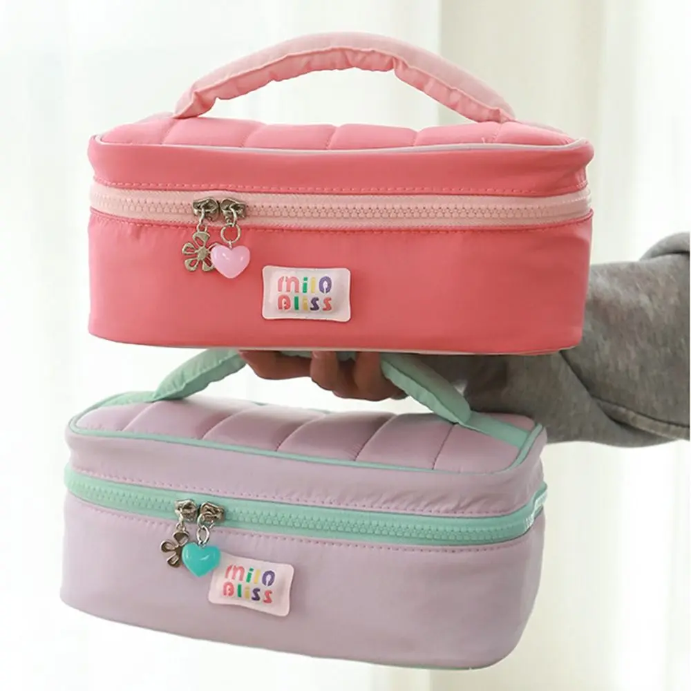 Small Fresh Macaron Cosmetic Bag Portable Large Capacity Travel Cosmetic Handbag Contrast Color Girl Series Storage Handbag