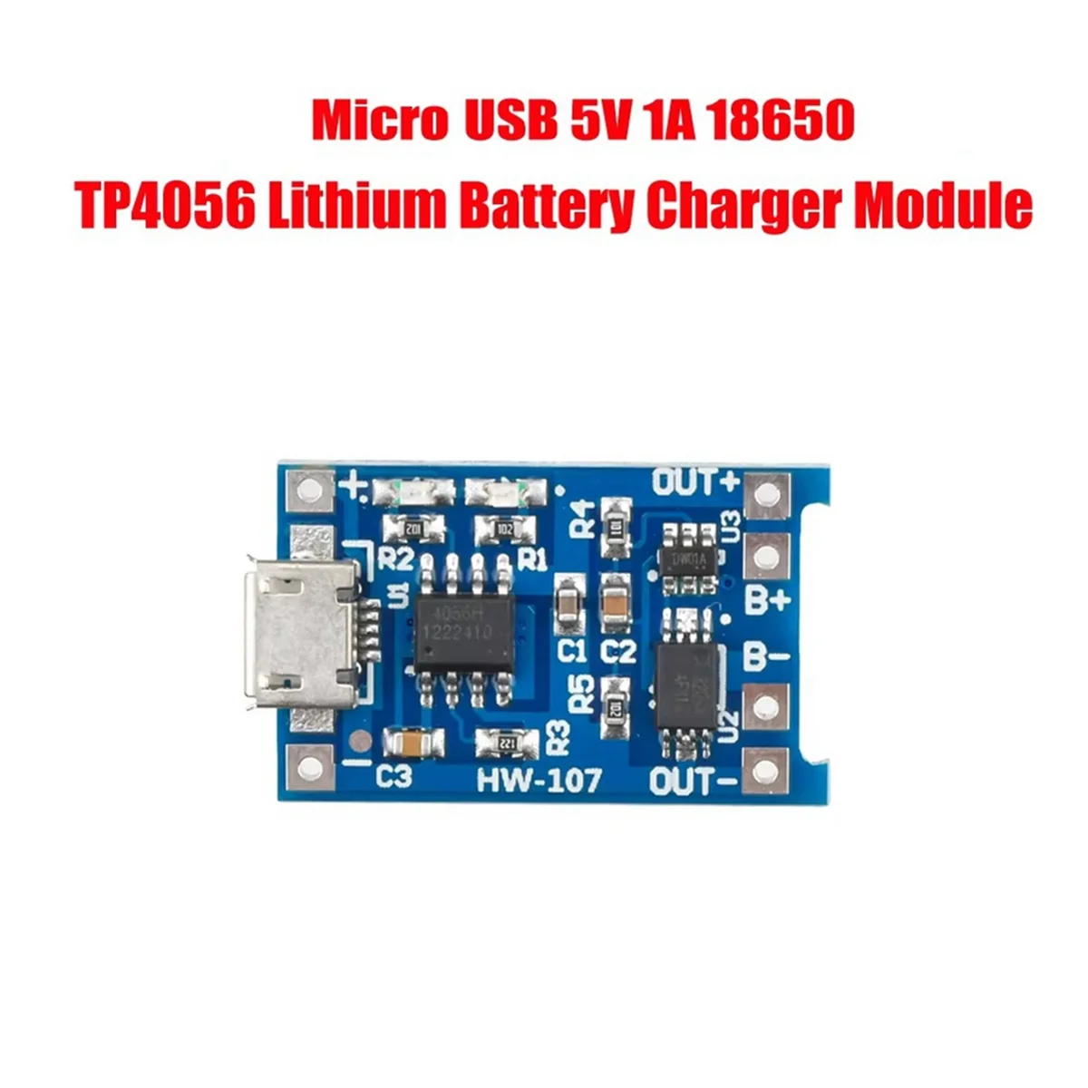 20PCS TP4056 5V 1A Micro - USB 18650 Lithium Battery Charger Module - Charging Board with Dual Protection Functions -Y18A