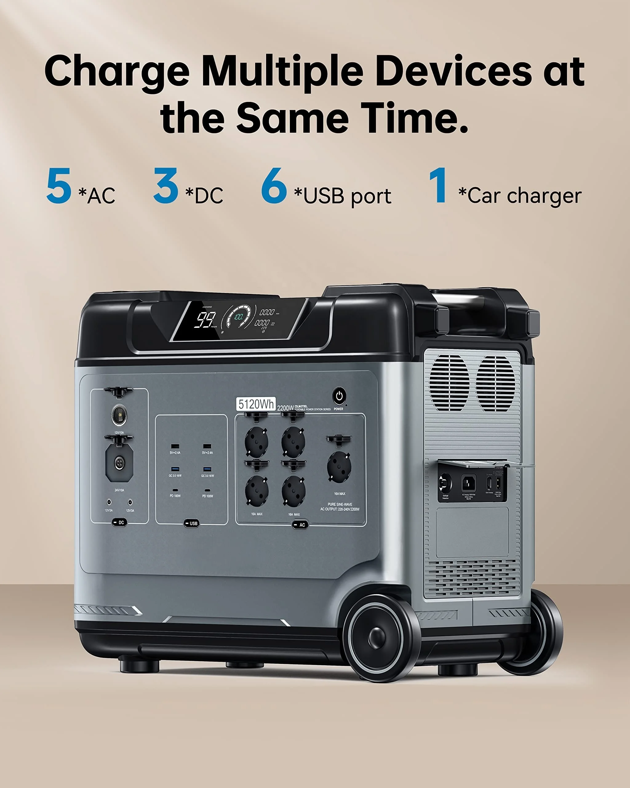 P5000 مولد الطاقة الشمسية بطاريات 5120Wh محطة طاقة محمولة مع عاكس 4000 واط 5000 واط 2200 واط لأستراليا