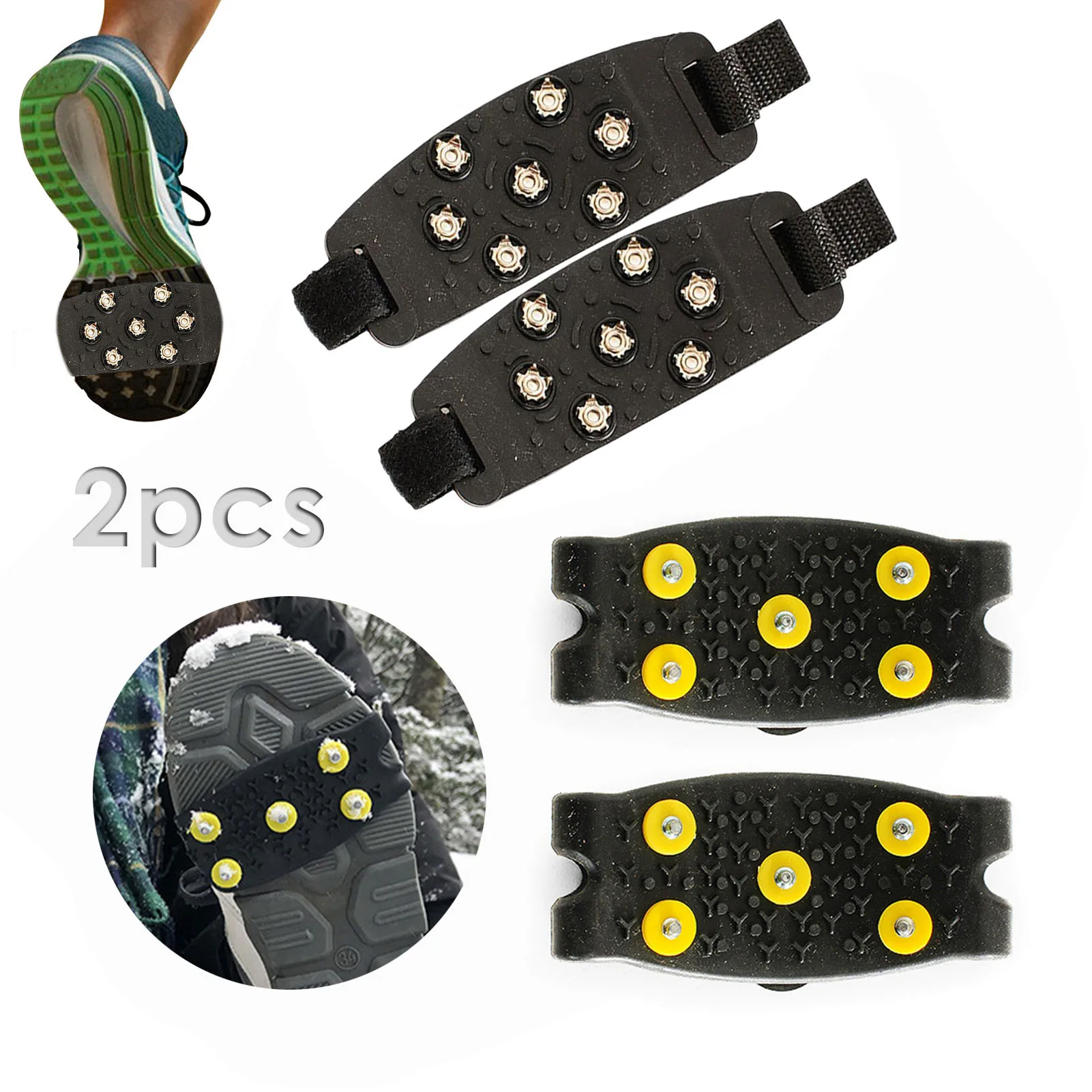 1Pair 5/7-Stud Snow Ice Claw Climbing Anti Slip Spikes Grips Crampon Cleats Shoes Cover For Women Men Boots Cover Size 35-43