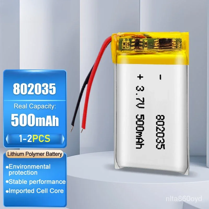 802035 500mAh 3.7V Lithium Polymer Rechargeable Battery For GPS MP3 MP4 Bluetooth Headset Speaker Drone LED Lamps Massager