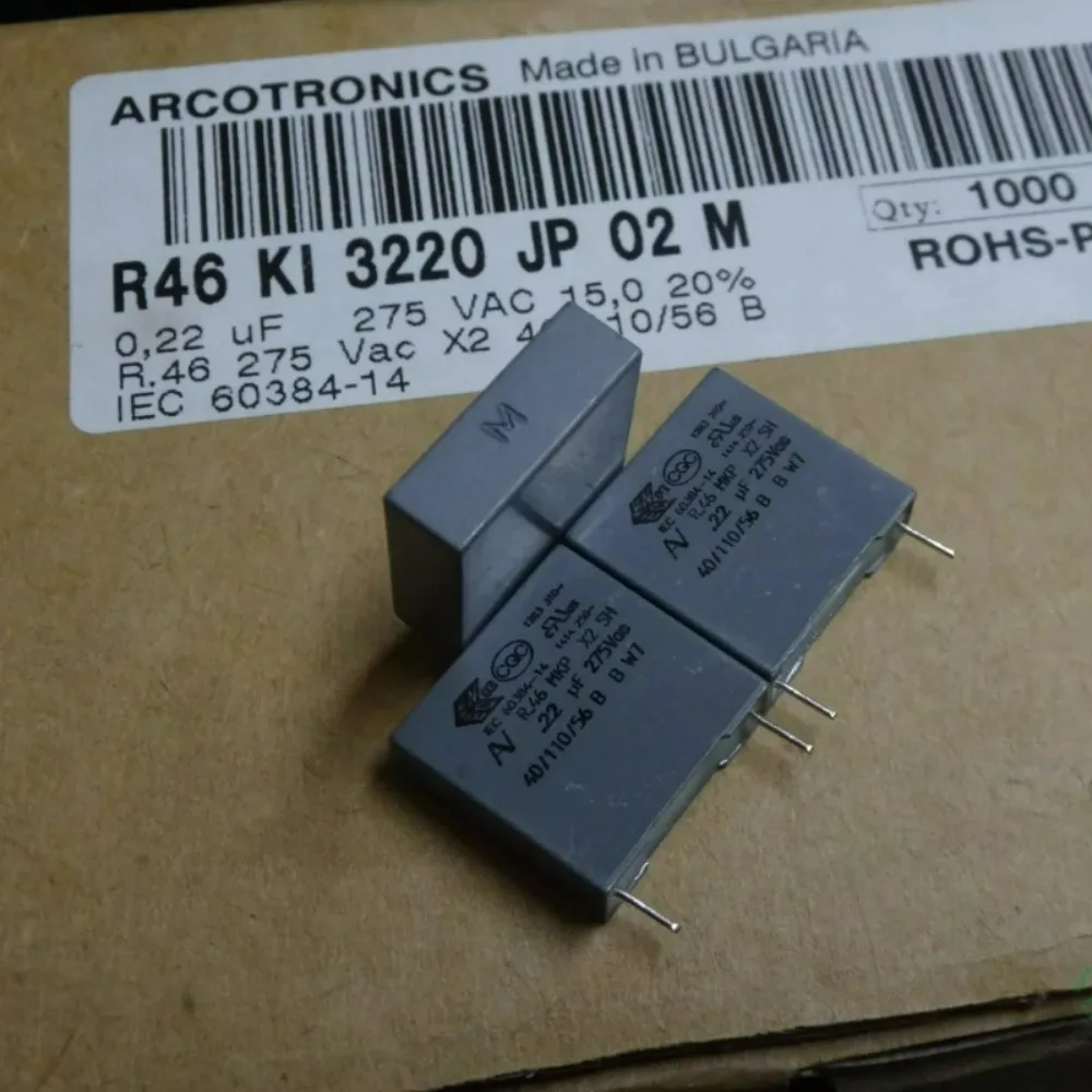 10pcs/lot AV R46 MKP 0.22uf 275VAC 220nf u22 brand new 15mm film capacitor (height: 17mm) R46KI3220JP02M