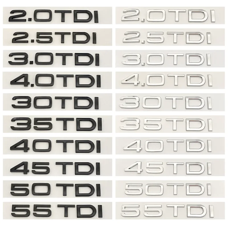 

ABS 1.9 2.0 2.5 2.7 3.0 4.0 30 35 40 45 50 55 TDI Badge Emblem Car Tail Rear Trunk Sticker For Audi A4 A5 A6 A7 A3 Q3 Q5 Q7 A8