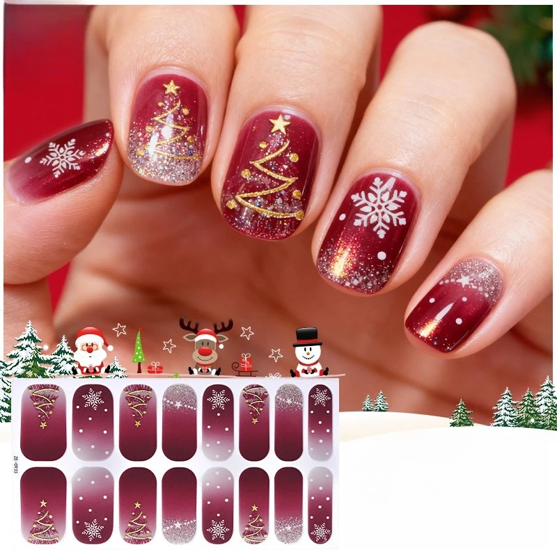 عيد الميلاد ملصق مسمار صائق ندفة الثلج شجرة عيد الميلاد غطاء كامل هلام مسمار التفاف ملصق الأشعة فوق البنفسجية مصباح الفرنسية مسمار صائق مقاوم للماء #2