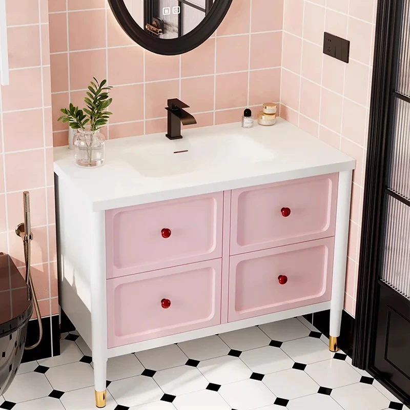 

Bathroom cabinet combination rock slab hot bending integrated basin, bathroom floor washing table