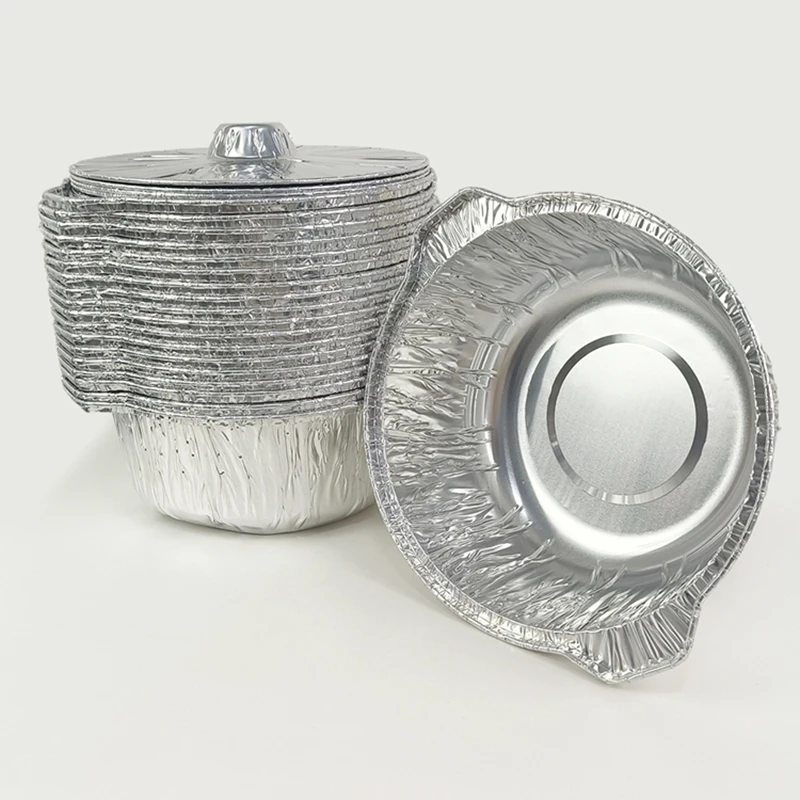 

Thickened Heavy Duty Aluminum Foil Pots 5pcs Pack 3500ml Disposable Cookware Oven Safe Tin Foil Trays for Camping Kitchen Use