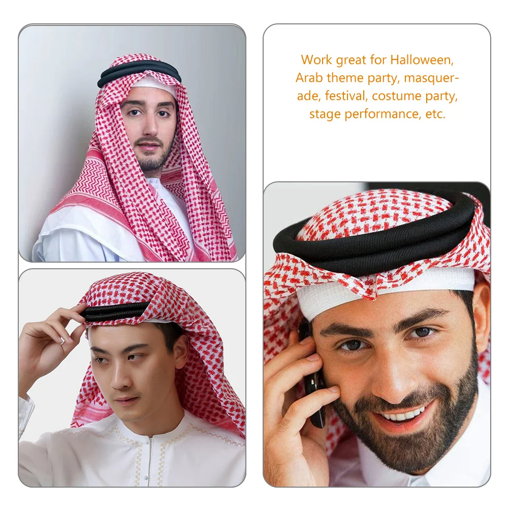 Saudi Men's Hairband Arab Costume Head Scarf Headband Headwear Rope Apparel Arabian