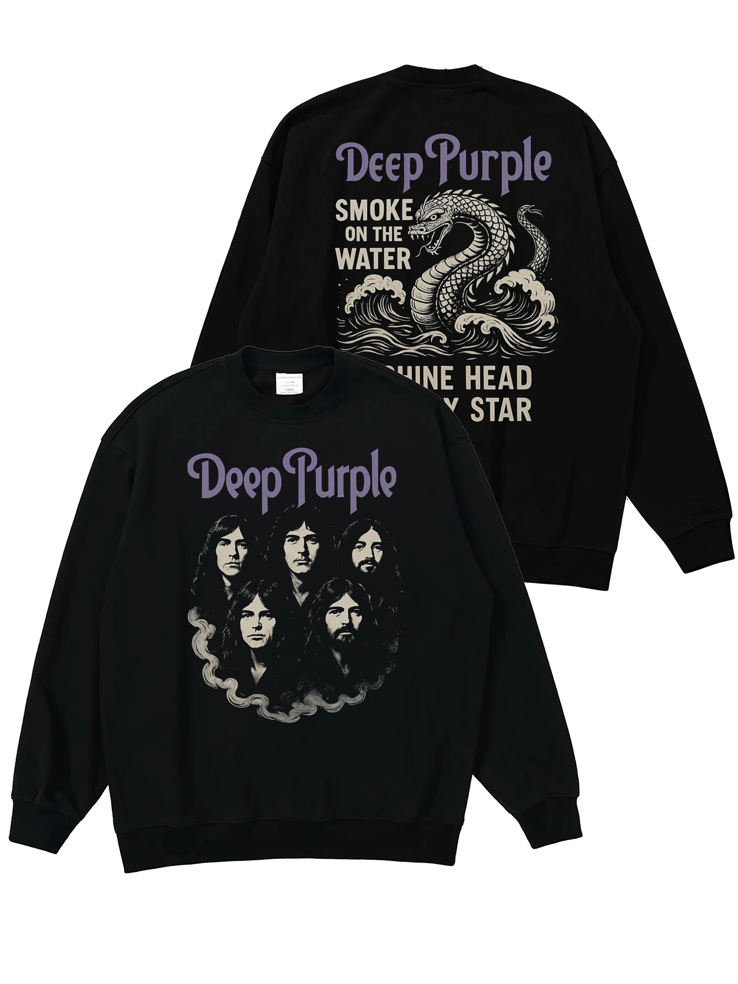 Deep Purple Rock Band Digital Direct Spray Portrait Loose round Neck Sweatshirt Breathable Cotton Long Sleeve Unisex Sweatshirt
