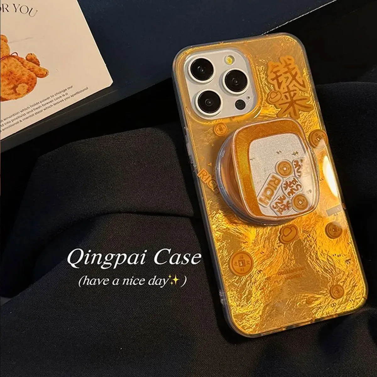 New Year God of Wealth Cartoon Phone Case for iPhone 16 Promax 15 Plus 14 13 12 Mini 11 XSMax XR X Fashion Couple Back Cover