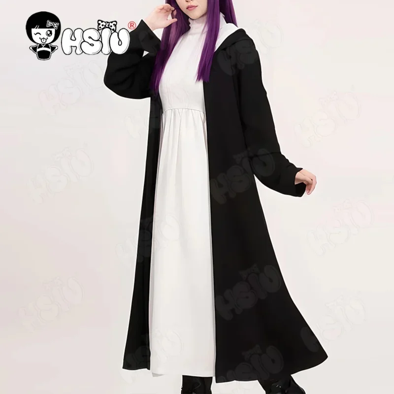 

FC6Anime Frieren at the Funeral cosplay Costume HSIU White Long Dress Black Robe Anime Full Costume Fillon Cosplay Costume@FC8！
