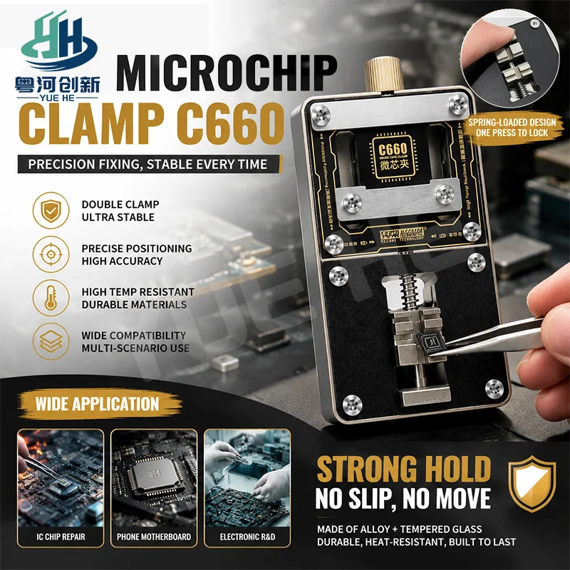 KEGUAN C660 Dual Structure Microchip Clamp Anti Deform Fixture Secure Holding Jig For phone CPU Chip Soldering Fixture Tools