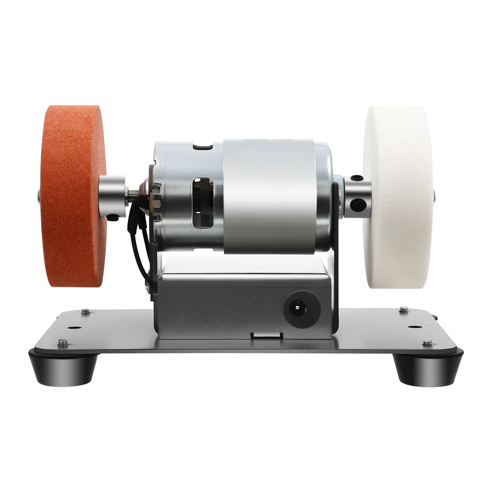 US Plug Dual Wheel Benchtop Grinding Machine, 96W All-copper Brushless Motor 3000-6000RPM 70mm Dual Grinding Wheels 110-220V 60HZ Table Grinder Accessories, 7 Speed Shift Forward Reverse Toggle Shock Absorbing Anti-slip Feet