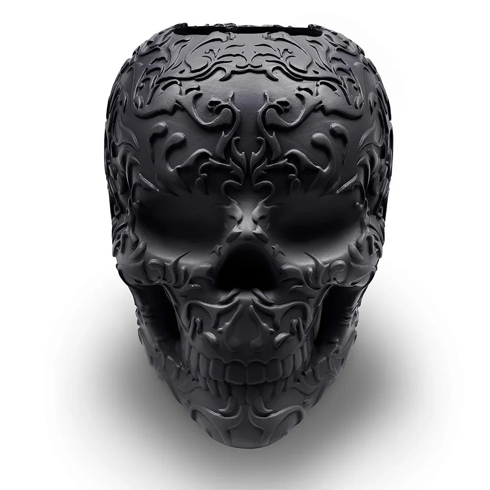 Black Skull Makeup Brush Holder Resin Home decoration Funny Toys Gifts