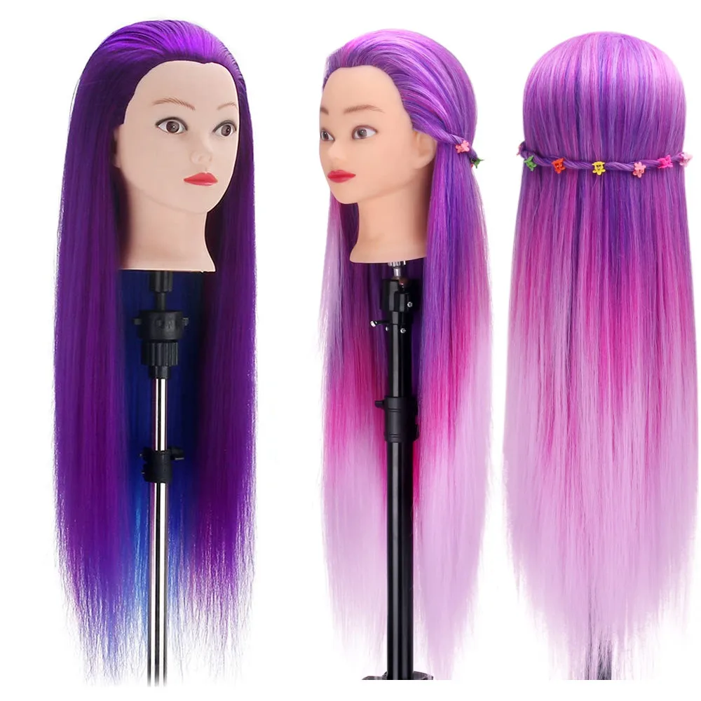 

Long Synthetic Hair Mannequin Head Model Manikin Head Styling Hairdresser Training Head, Doll Head for Braiding Practice
