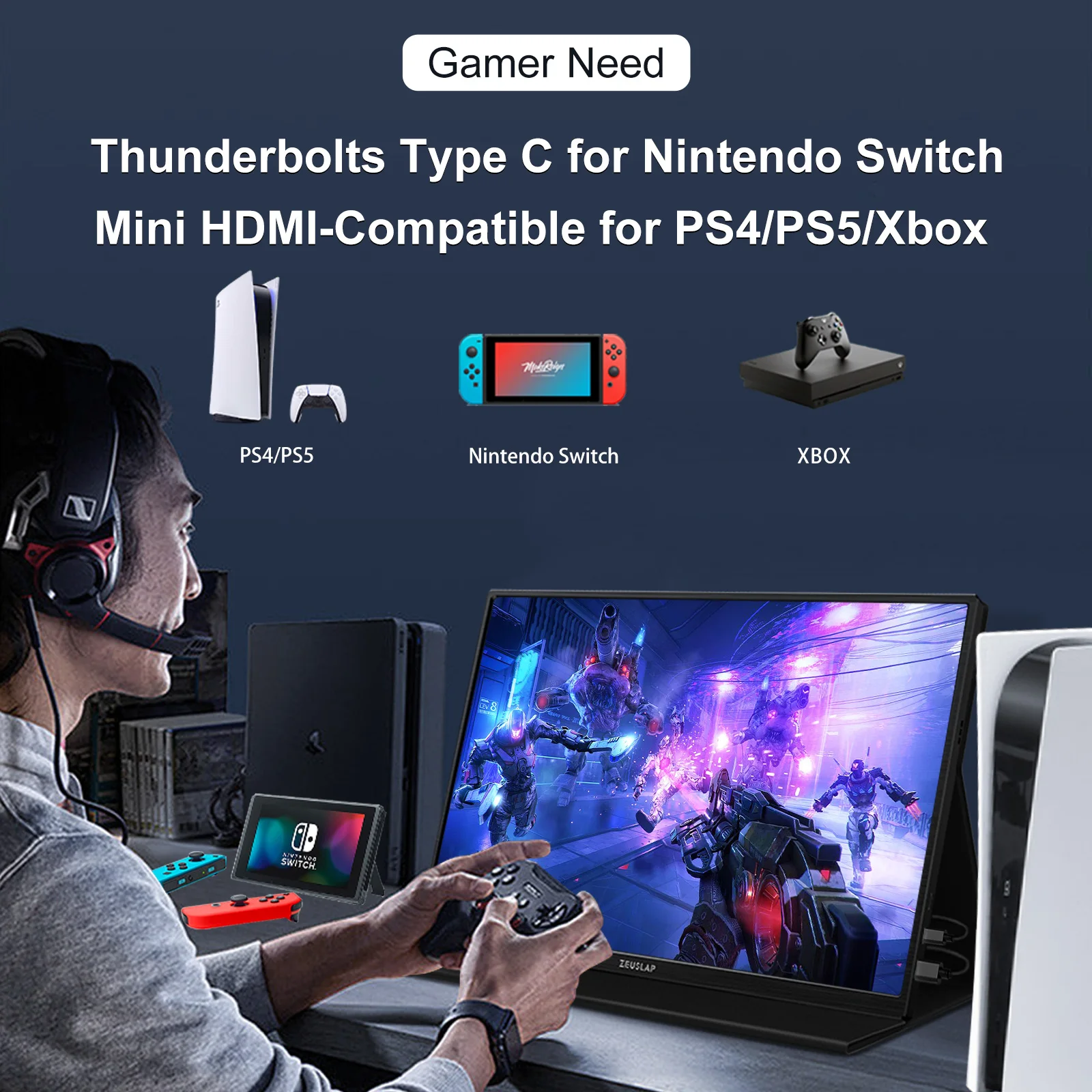 Imagem -06 - Zeulsap 16 Tela Sensível ao Toque Monitor Portátil 100 Srgb 1200p Tela Ips Viagem Display para Steam Deck Laptop Switch Ps4 Ps5 Xbox