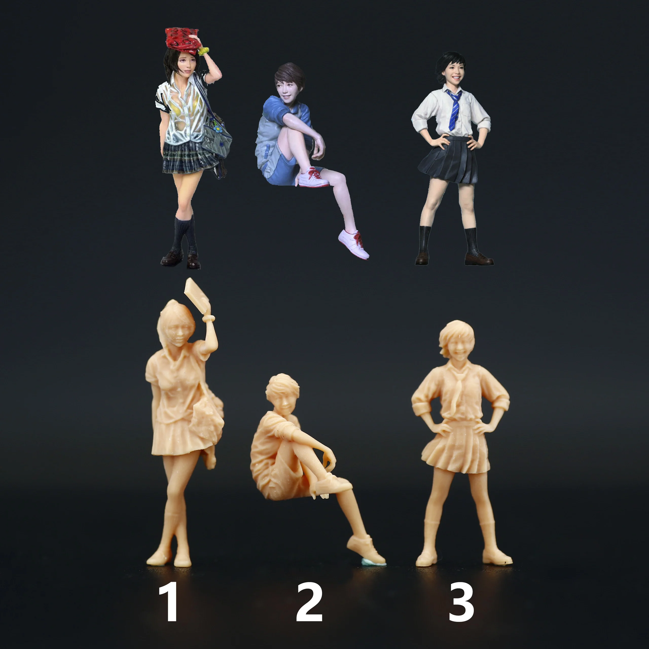 1:87 1:64 1:43 schoolgirl models Miniature Handicraft Figure White Model Need To Be Colored By Yourself