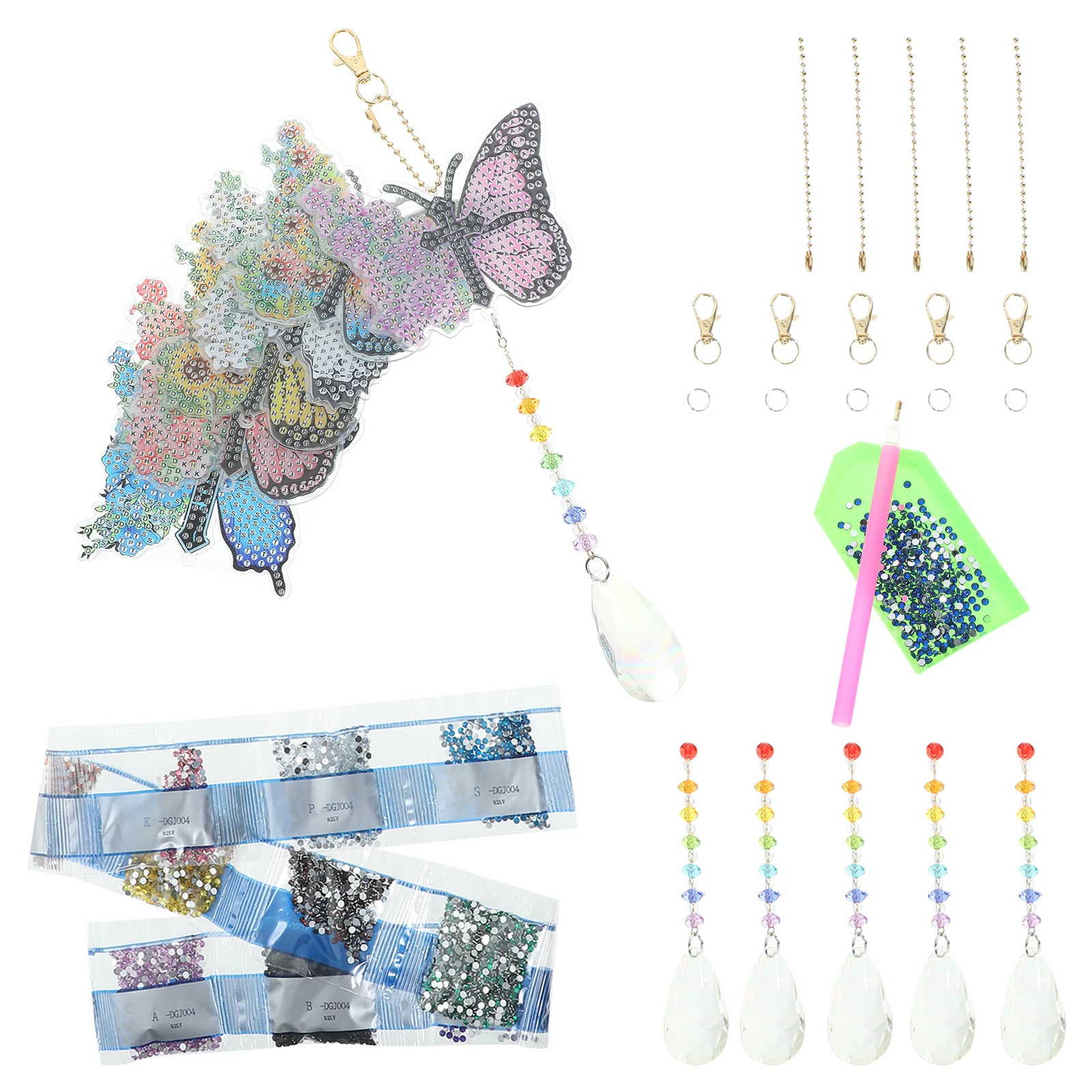 

1Set DIY Rhinestone Diamond Drawing Kit Butterfly Pendant Window Decor Hanging Wind Chime Garden Ornament Hanging Butterflies