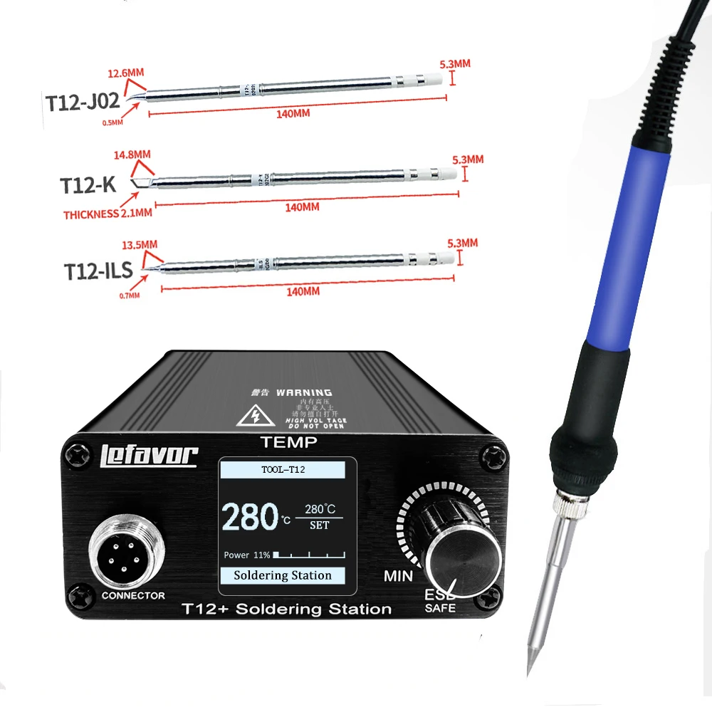 T12 75W digitaal soldeerboutstationTips Lassen Rework Station temperatuur verstelbare bediening microcontroller