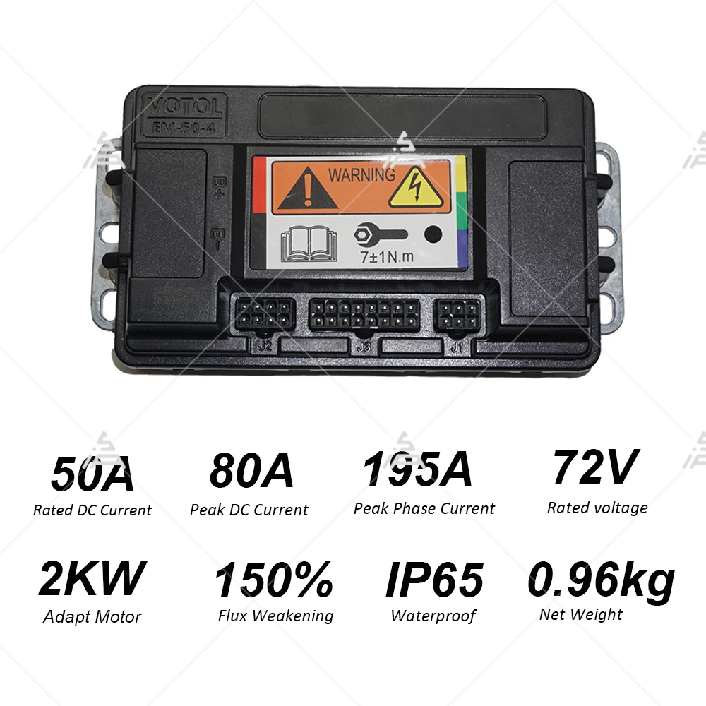 Programmable Votol EM50-4 Controller 72V 2000W One-Line Protocol, Sine Wave FOC for E-Scooter & Motorcycle Tuning