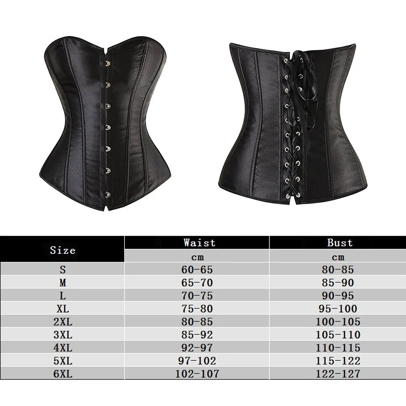 Wechery Sexy Corsets and Bustiers Women Satin Bustier Lace up Boned Top Corset Overbust Brocade Corselet Steampunk Gothic