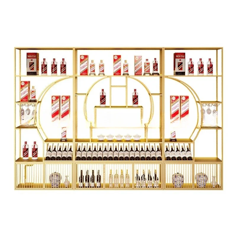 

Red wine wine cabinet multi layer display cabinet commercial storage display rack