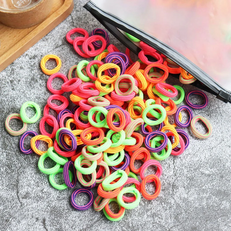 50/100 Stück Kinder elastische Haarbänder Mädchen Gum Scrunchie Gummiband für Kinder Nylon Haargummis Stirnband Baby Haarschmuck – Detail 12