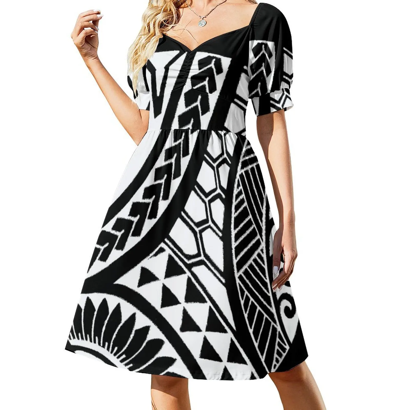 

polynesian tribal Short-Sleeved Dress women's dresses luxury women's evening dress 2025 festival outfit women Dress