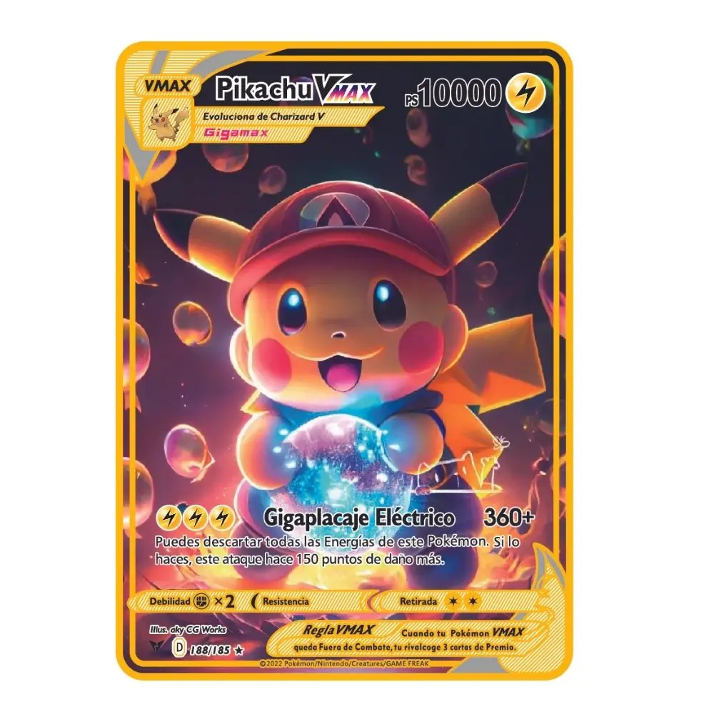 Cartas de metal Pokémon gx vmax de 10000 puntos, charizard, edición limitada dorada, regalo para niños, colección de juegos