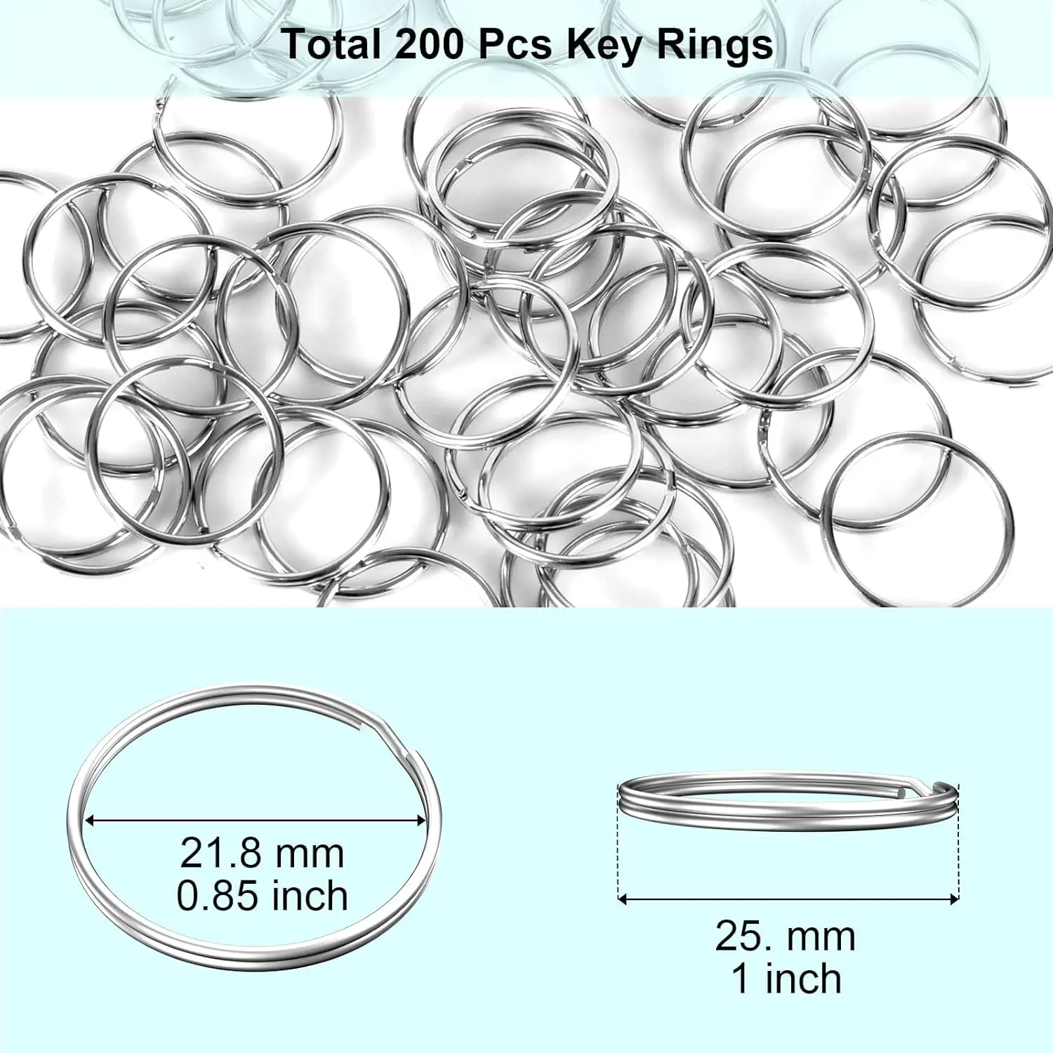 100/200PCS Metal Key Ring Detachable Split Key Ring for Home, Car, Office Key Accessories DIY Craft Making Kit (25mm)