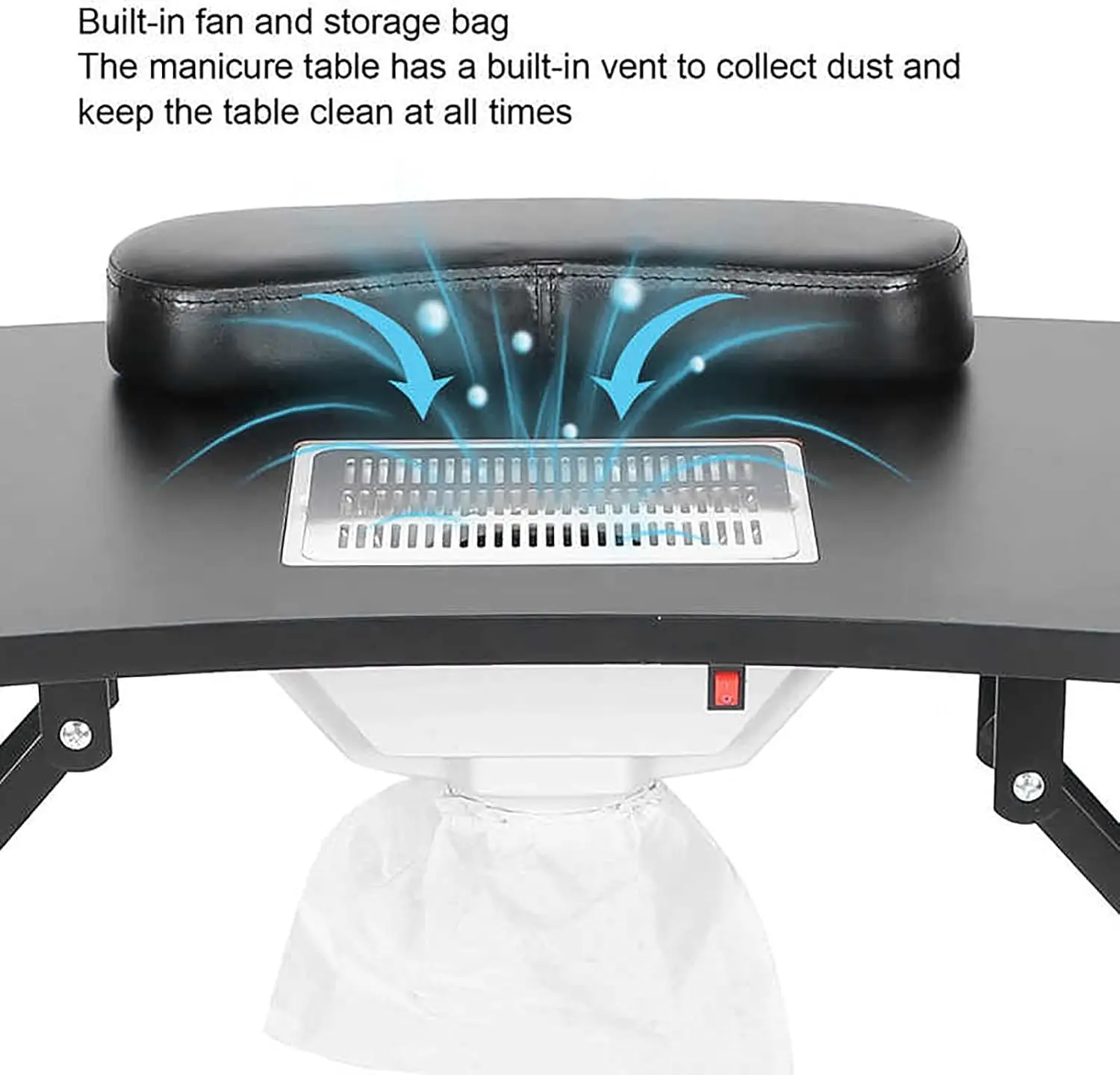 Nail Salon Table with Dust Collector Nail Desk Manicure for Nail Tech Station Professional Foldable Table Armrest Lockable Wheel - view 6