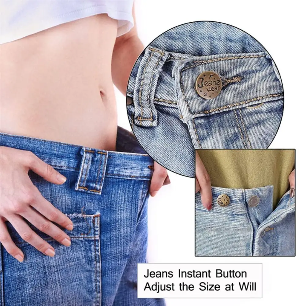 10Pcs/pack Jeans Waist Buttons 17mm Nail Free Adjustable Waist Extenders Buttons Detachable Clothing Pants Waist Buckle