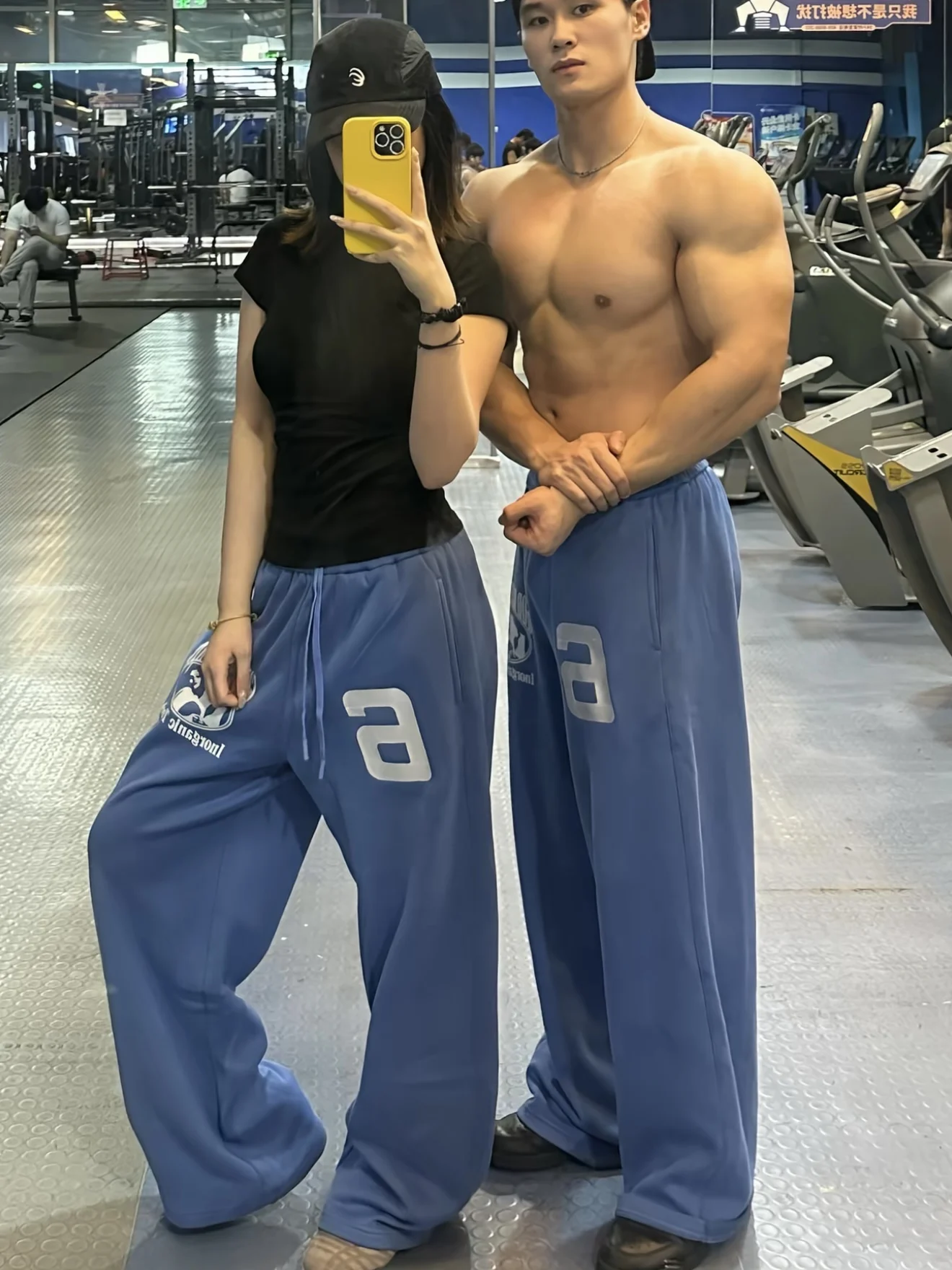 

American Embroidered Fce Print Fce Wide Leg Sweatpants Loose Casual Trousers for Men And Women Lazy Versatile Warm Poly...