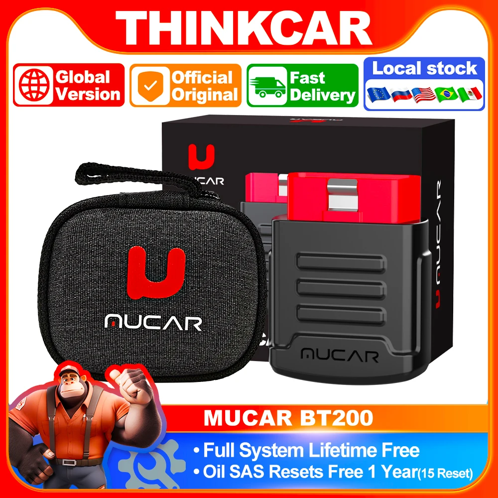 MUCAR BT200 Bluetooth Automotive Obd2 Scanner for Auto Full System Diagnostic Tools Oil SAS Scan EOBD Diagnosis O2 Sensor Tester