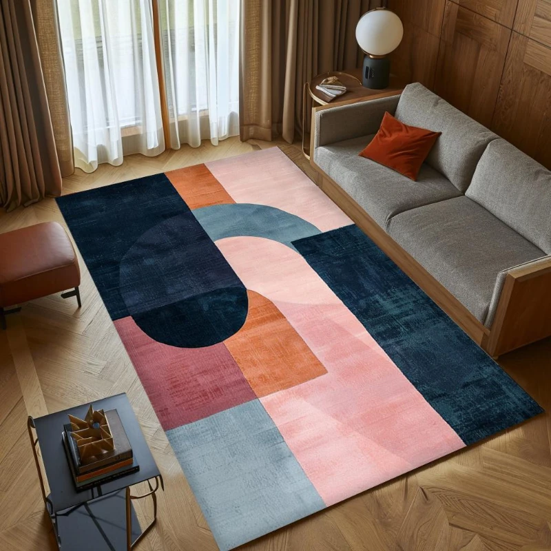 Regional Colorful Bohemian Geometric Modern Abstract Floor Carpet Living Bedroom Machine Washable Dining Room Playroom Office