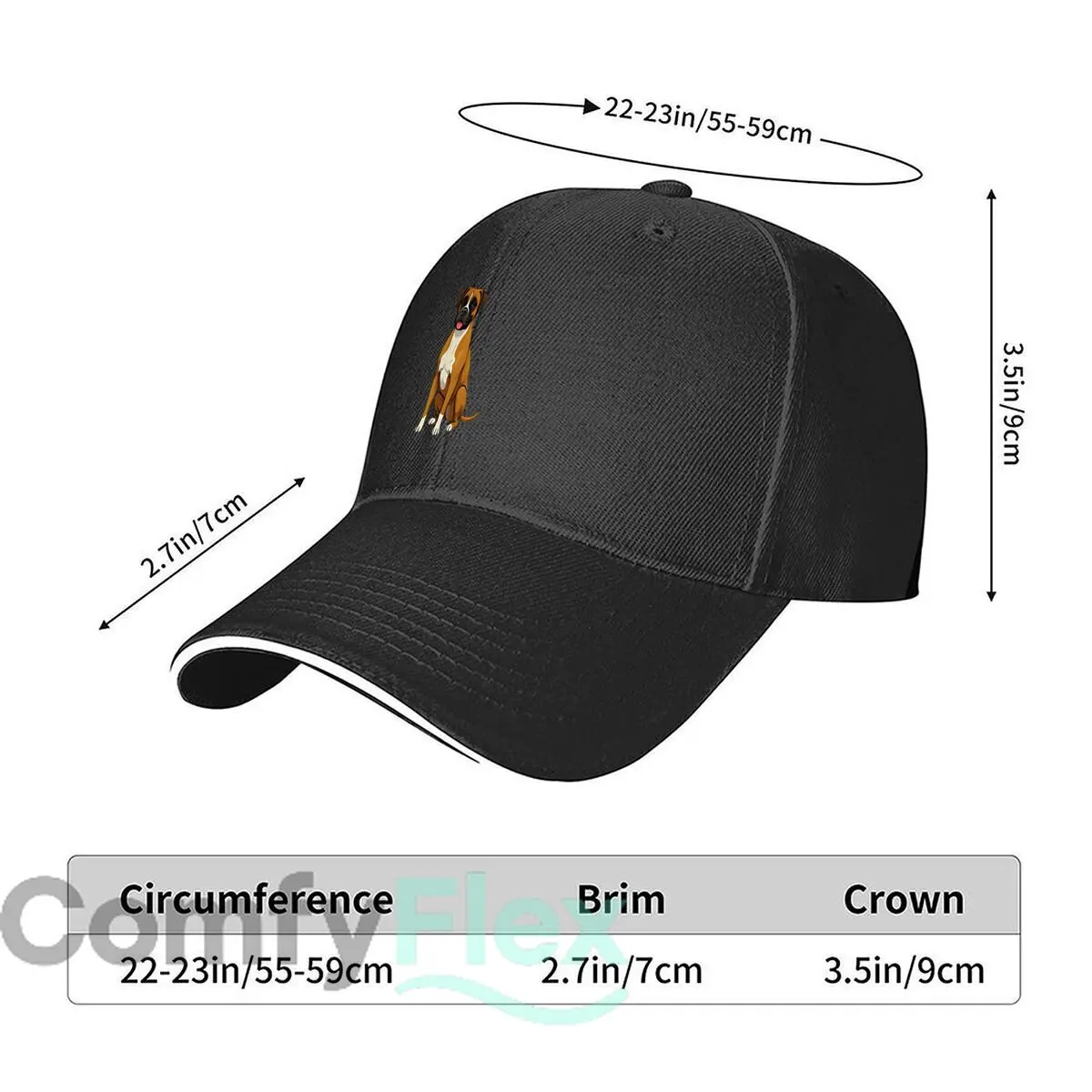 Cartoon Boxer Dog Art Print Home Decor Hip Hop hat Fashion Outdoor Sports Sandwich Baseball Cap