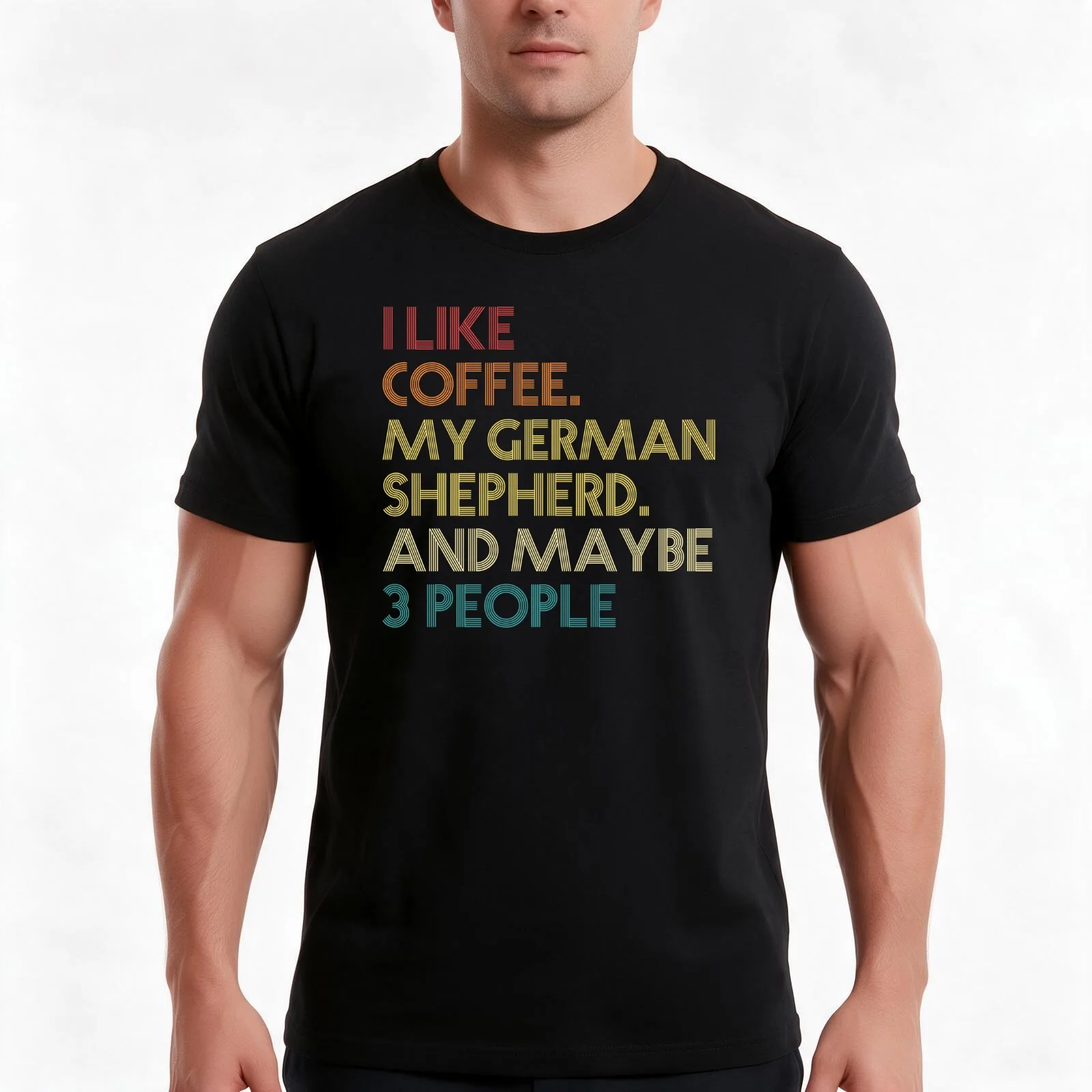 German Shepherd Dog Owner Coffee Lover Funny Sarcastic Quote Saying Vintage Retro T-Shirt, Summer Casual Cotton Tee, 100% Cotton