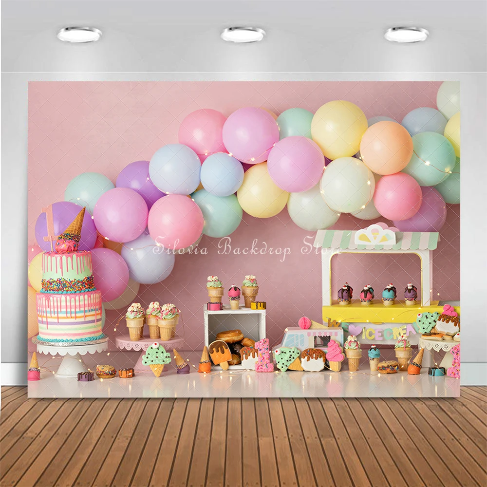 Rainbow Balloon Star Dreams Photography Backdrop for Boy or Girl Cake Smash Birthday Photo Background Kids Photo Studio Props