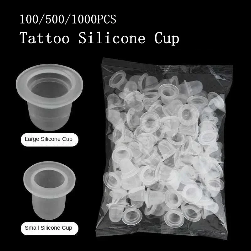 1000/500/100pcs Disposable Silicone Tattoo Ink Cup Caps Pigment Holder Container Tattoo Ink Caps Holder Tattoo Accessories