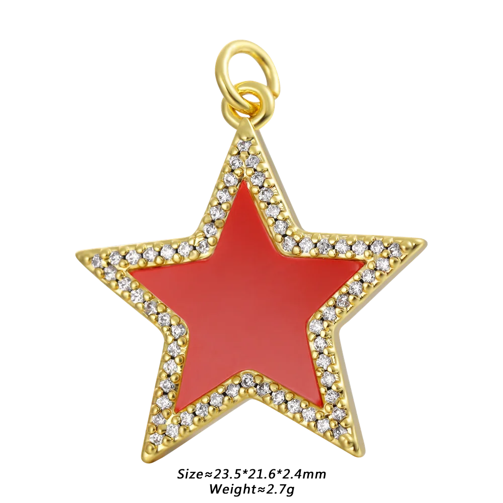 JUYA 18K Gold Plated Enamel Charms For Jewelry Making Supplies Zircon Star Moon Cross Bracelet Necklace Diy Accessories Handmade