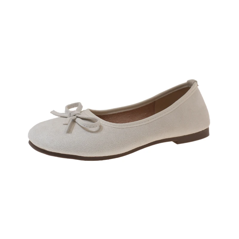 Damen Ballerinas mit Schleifendekoration, runder Zehenpartie, aus Wildleder, zum Hineinschlüpfen. – Detail 17
